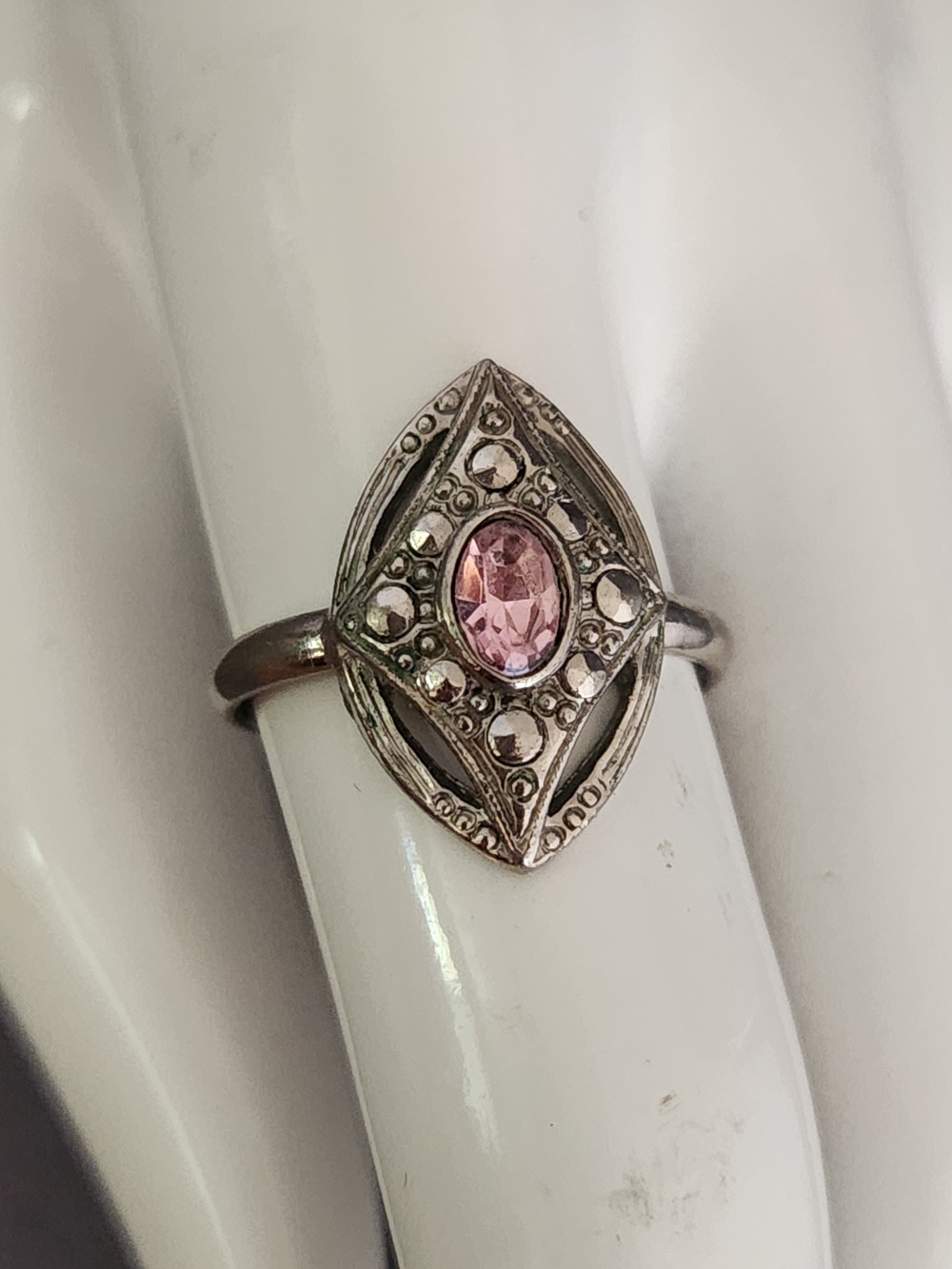 Vintage Pink Crystal Marquise Ring